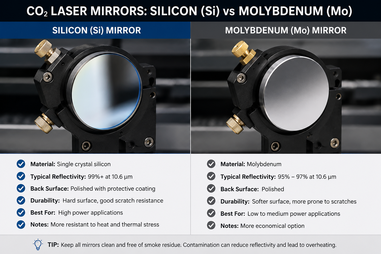 silicon (Si) mirrors and molybdenum (Mo) mirrors 