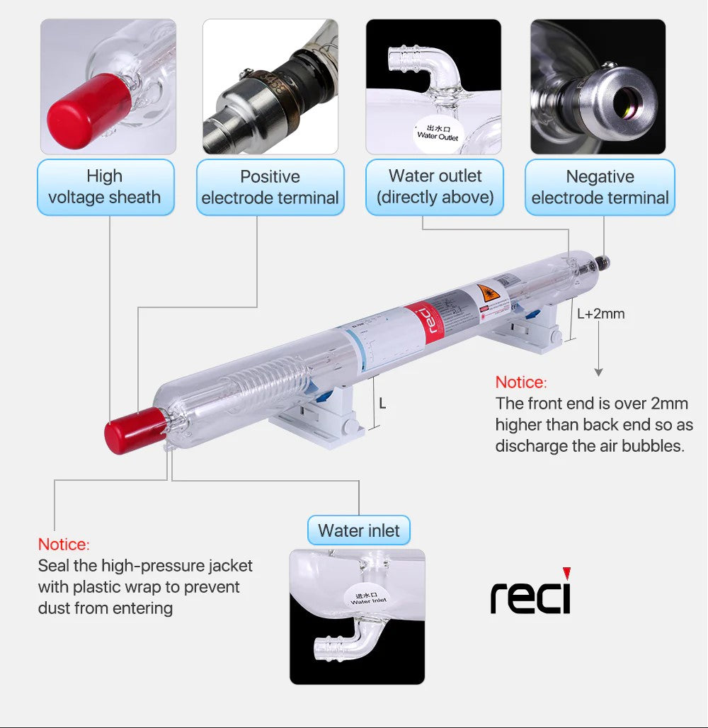 Reci® CO₂ Laser Tube – T4, 100-130W